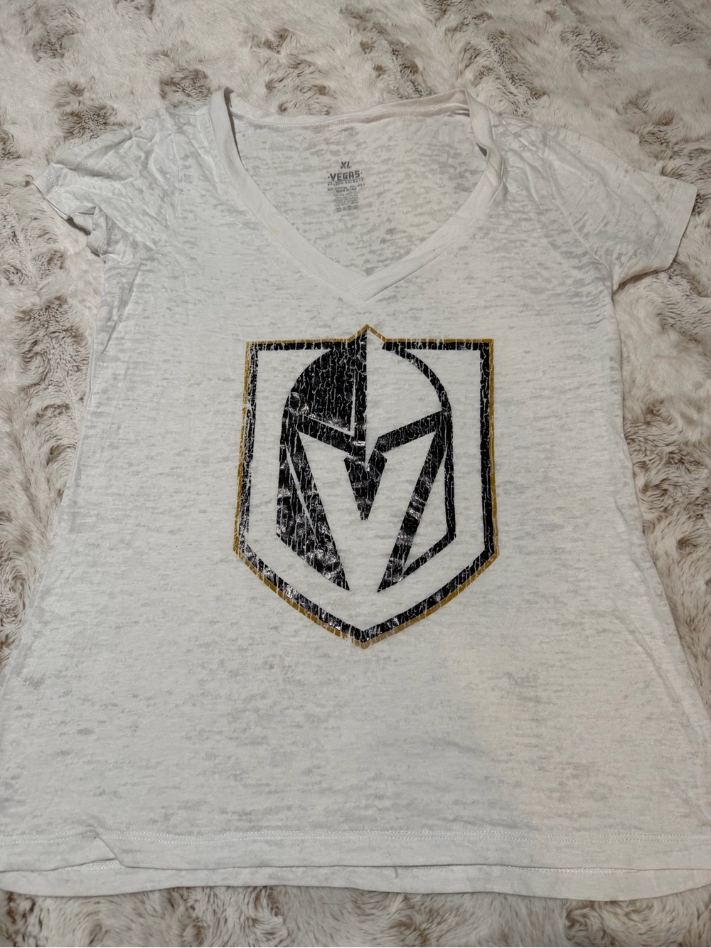 Vegas Golden Knights Women's White V-Neck Short Sleeve Tee